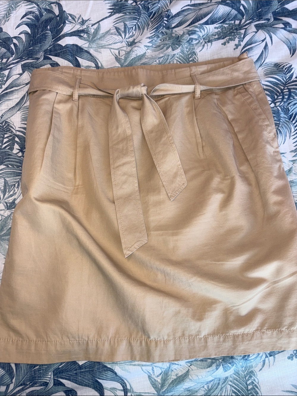 LOFT Tan Tie-Waist Mini Skirt